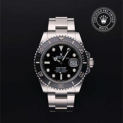 Rolex Certified Pre-owned Submariner M126610LN-0001 front on black background