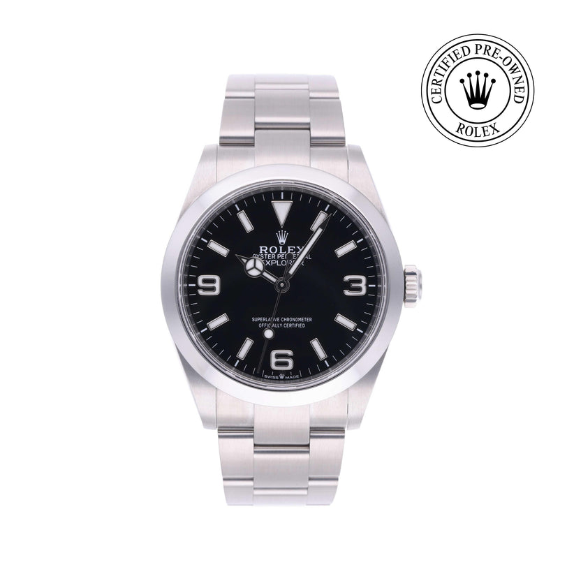 Rolex Certified Pre-owned Explorer M224270-0001 front on white background