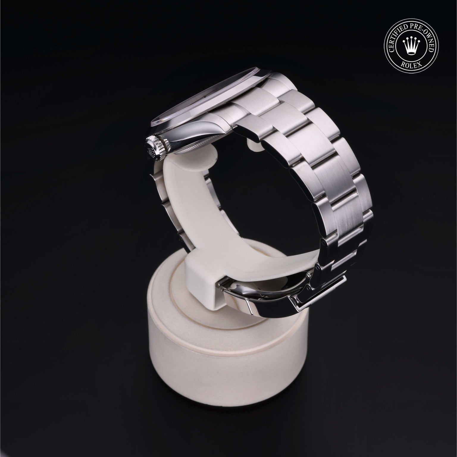 Rolex Certified Pre-owned Explorer M224270-0001 front on black background