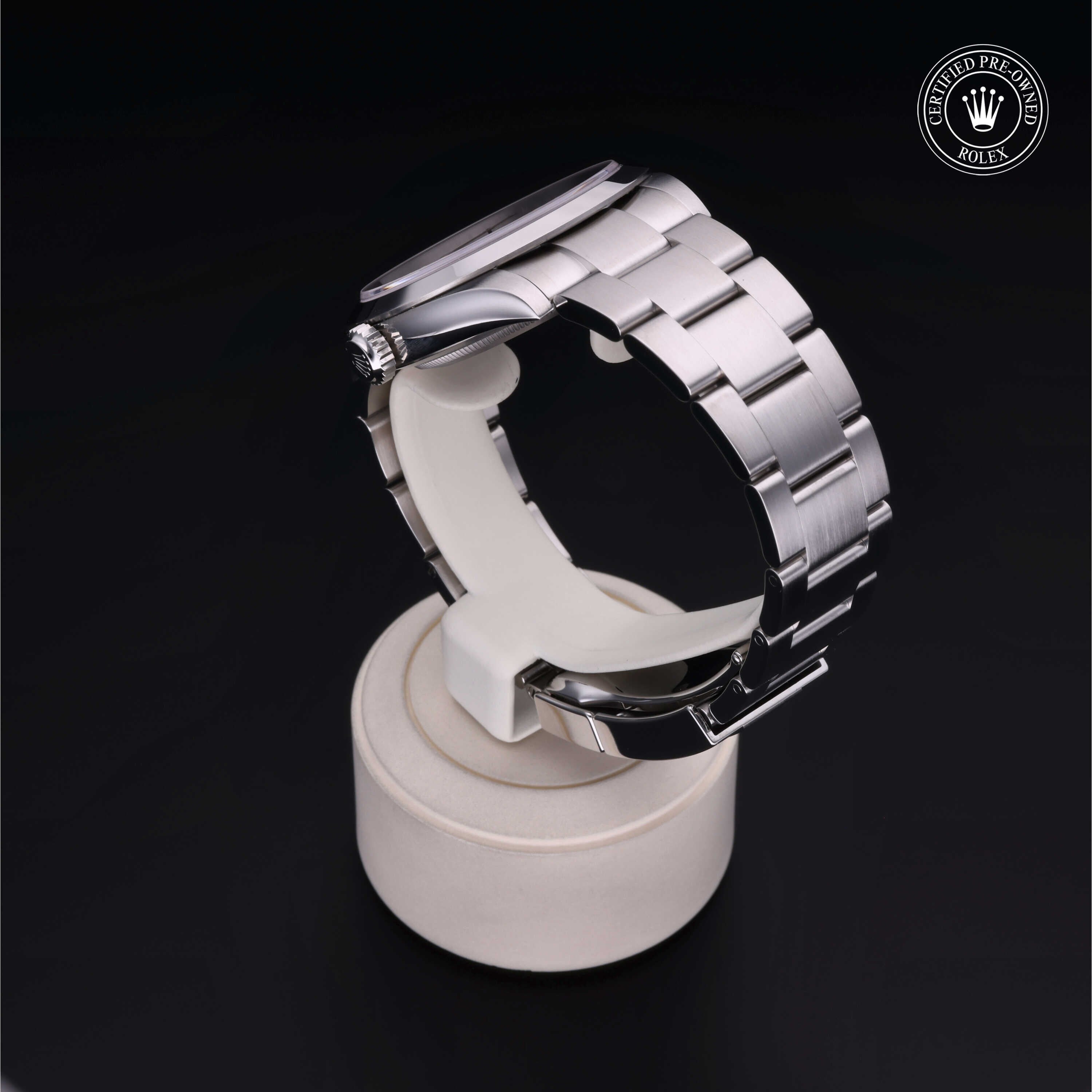 Rolex Certified Pre-owned Explorer M224270-0001 front on black background