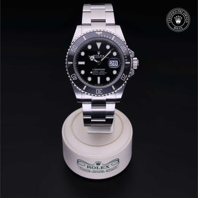 Rolex Certified Pre-owned Submariner M126610LN-0001 front on black background