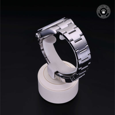 Rolex Certified Pre-owned Explorer M214270-0003 front on black background