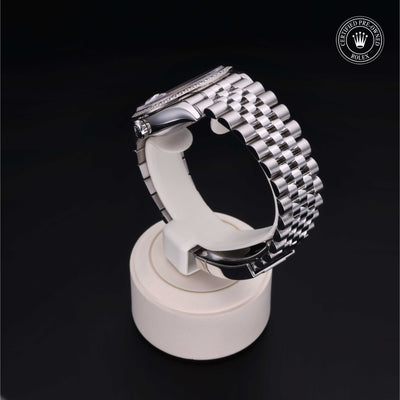 Rolex Certified Pre-owned Datejust M126284RBR-0013 front on black background