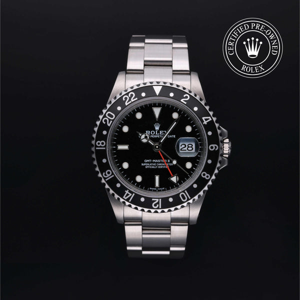 Rolex CPO GMT M16710LN front on white background