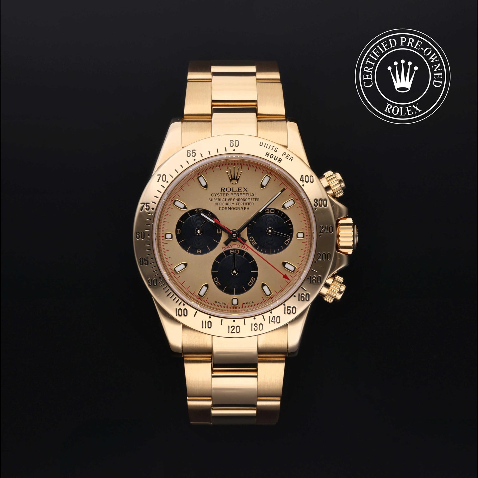 Rolex CPO Daytona M116528 front on white background