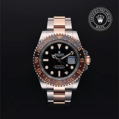 Rolex Certified Pre-owned GMT II M126711CHNR-0002 front on black background