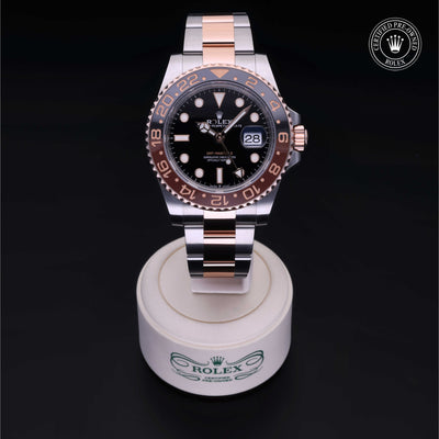 Rolex Certified Pre-owned GMT II M126711CHNR-0002 front on black background