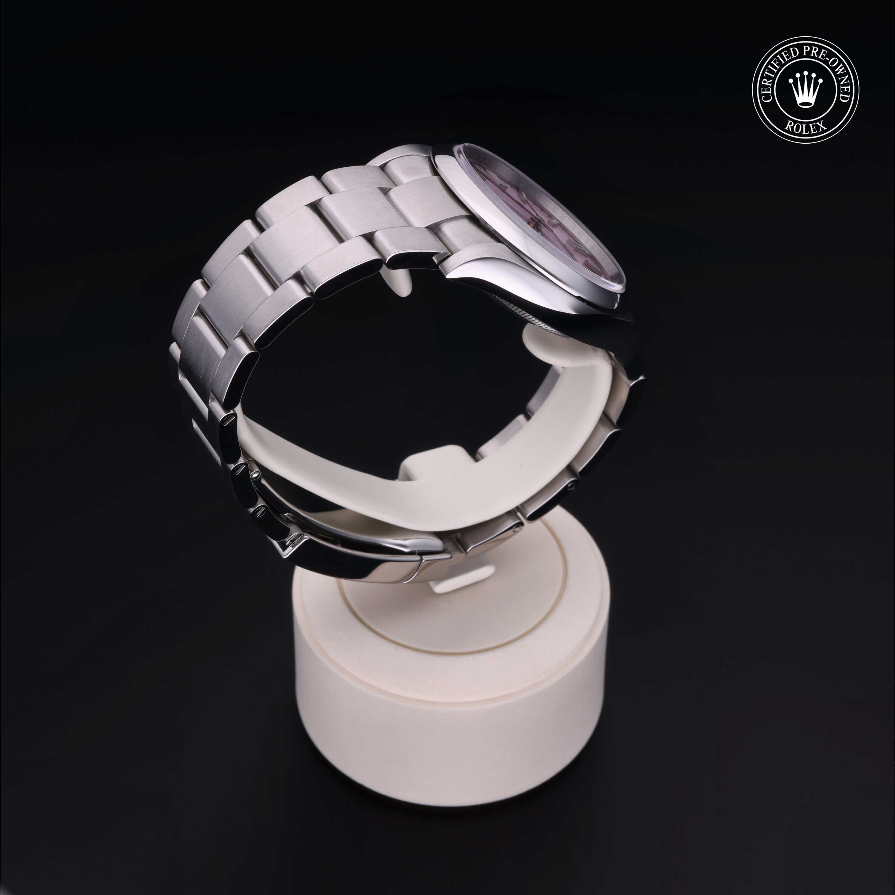 Rolex Certified Pre-owned Oyster Perpetual M126000-0008 front on black background