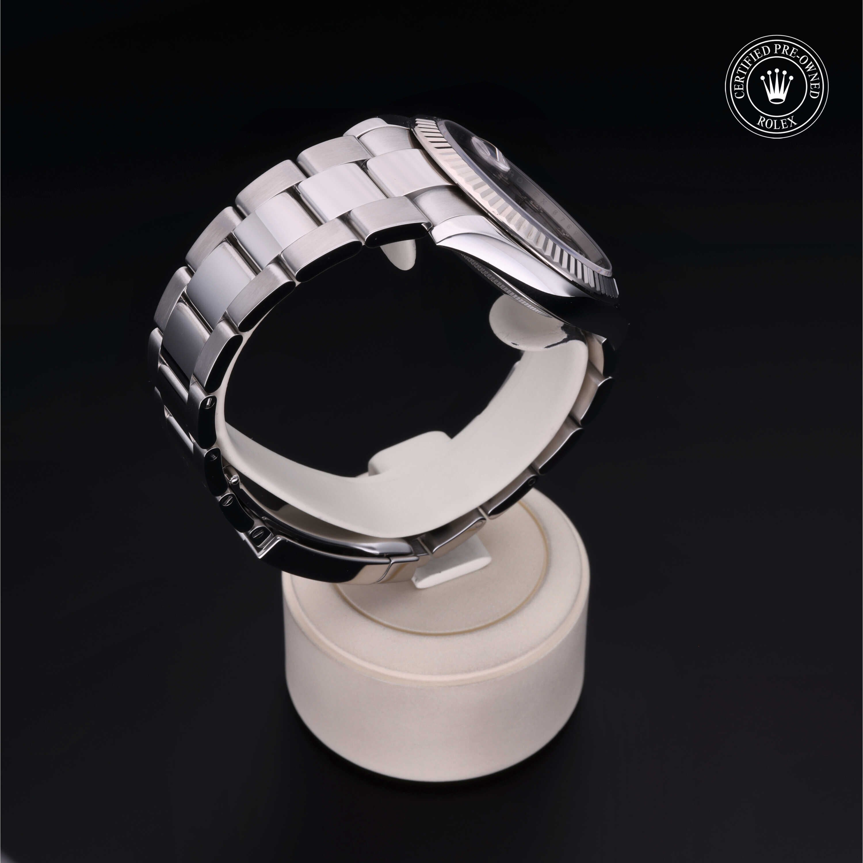 Rolex Certified Pre-owned Datejust M126334-0005 front on black background