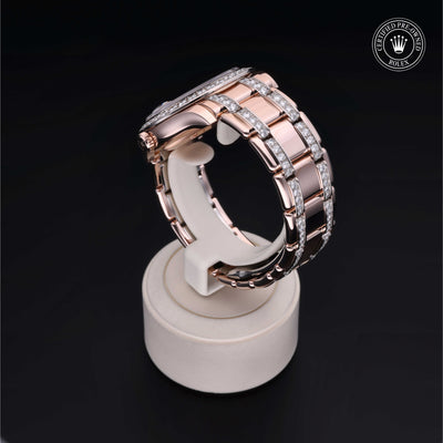 Rolex Certified Pre-owned Pearlmaster M86285-0003 front on black background