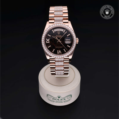Rolex Certified Pre-owned Day-date M128345RBR-0045 front on black background