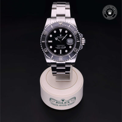 Rolex Certified Pre-owned Submariner M116610LN-0001 front on black background