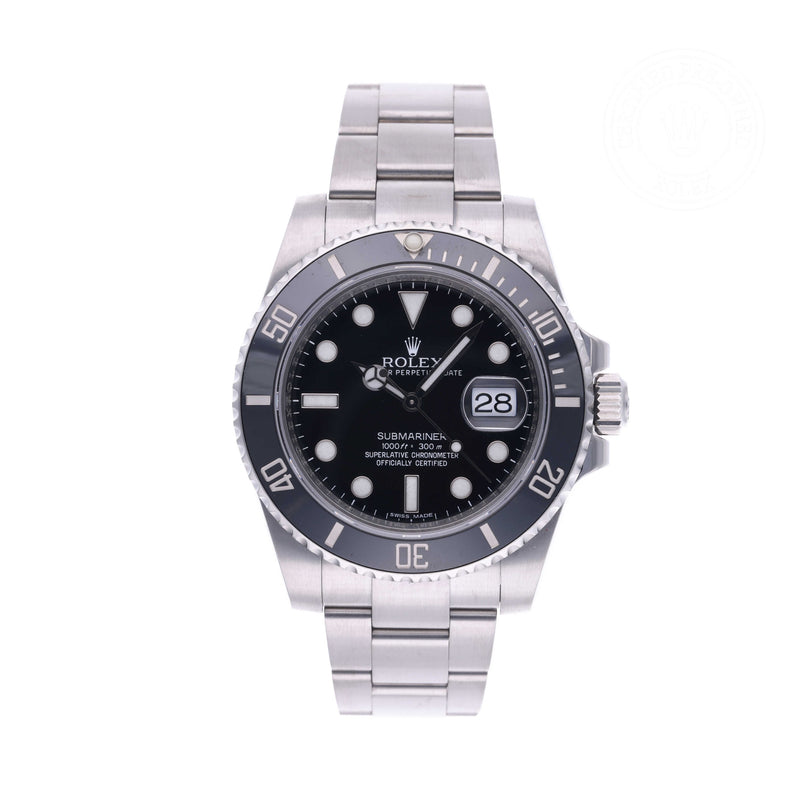 Rolex Certified Pre-owned Submariner M116610LN-0001 front on white background