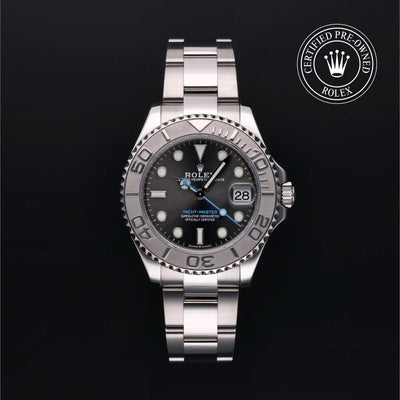 Rolex Certified Pre-owned Yacht-Master M268622-0002 front on black background