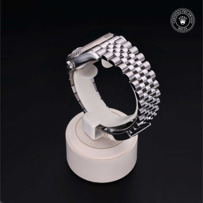 Rolex Certified Pre-owned Datejust M126234-0017 front on black background