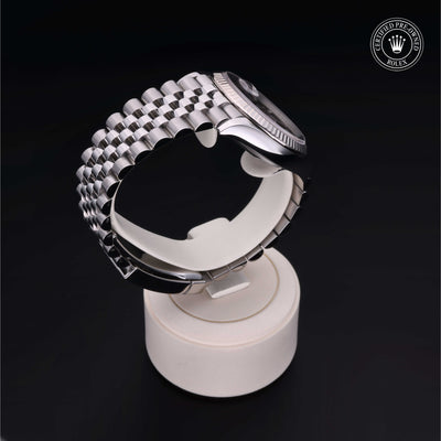 Rolex Certified Pre-owned Datejust M126234-0017 front on black background