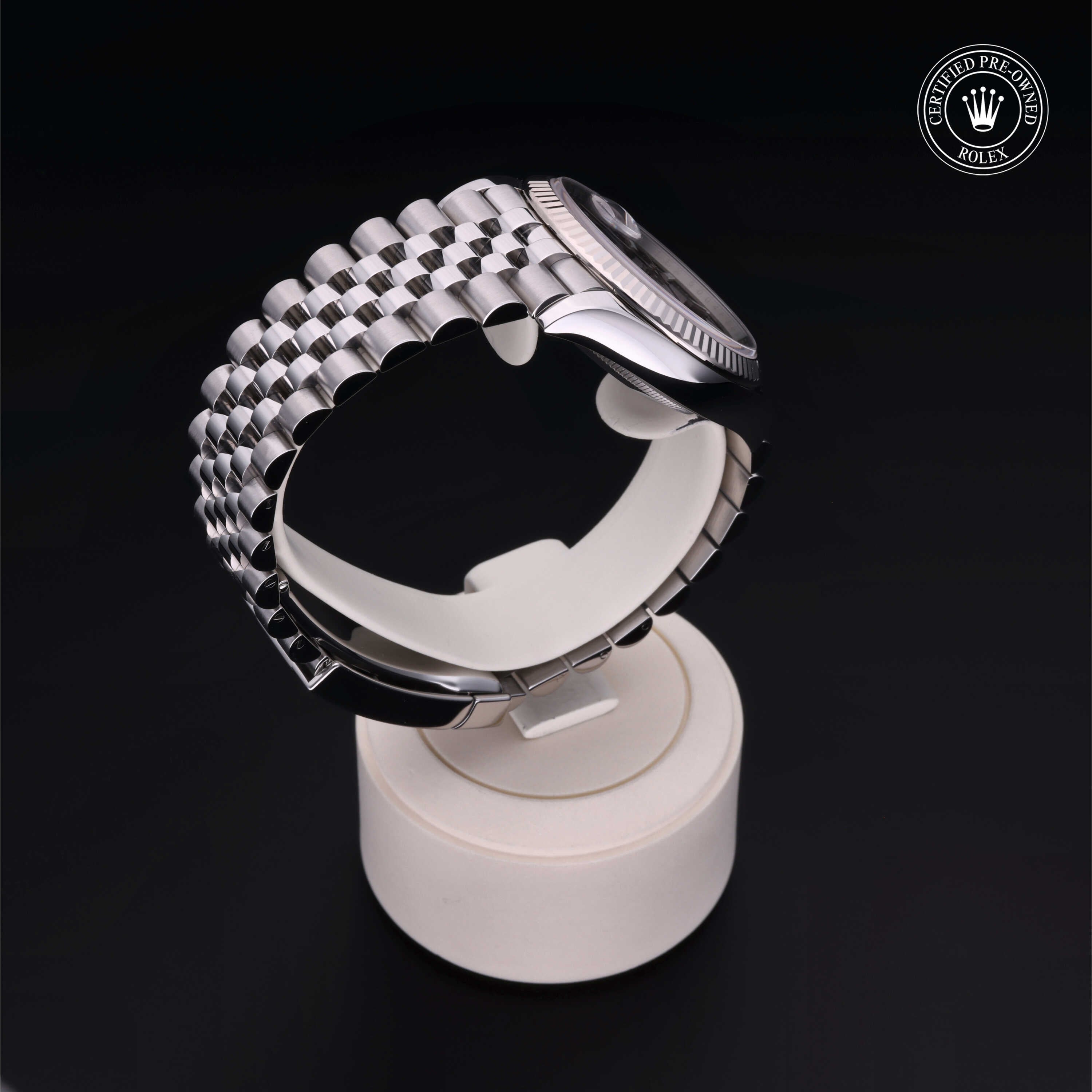 Rolex Certified Pre-owned Datejust M126234-0017 front on black background