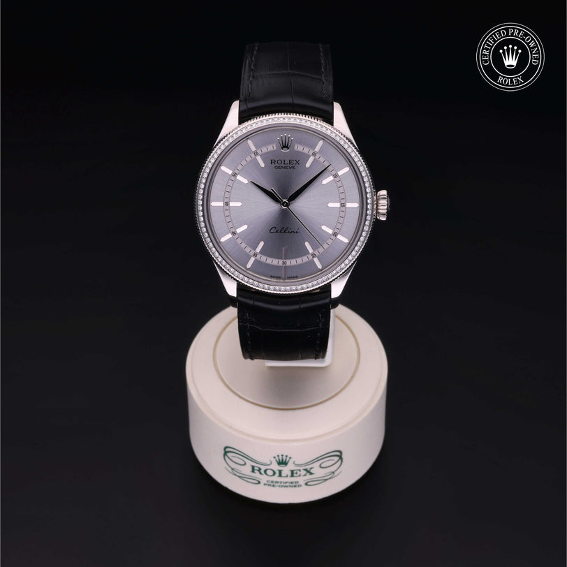 Rolex Certified Pre-owned Cellini M50609RBR-0008 front on black background