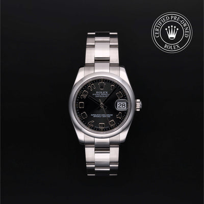 Rolex Certified Pre-owned Lady Datejust M178240-0011 front on black background
