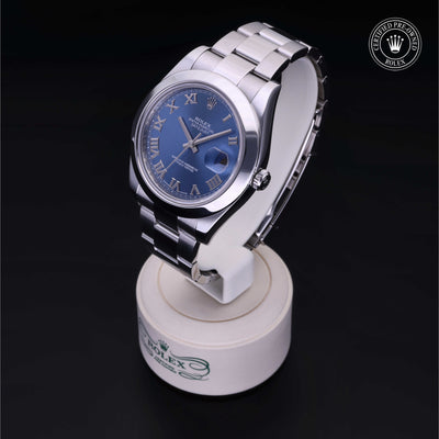 Rolex Certified Pre-owned Datejust M116300-0004 front on black background