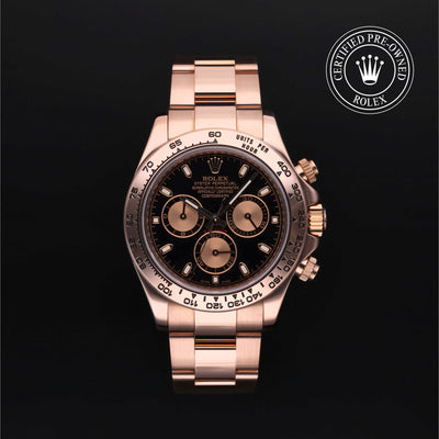 Rolex Certified Pre-owned Daytona M116505-0002 front on black background