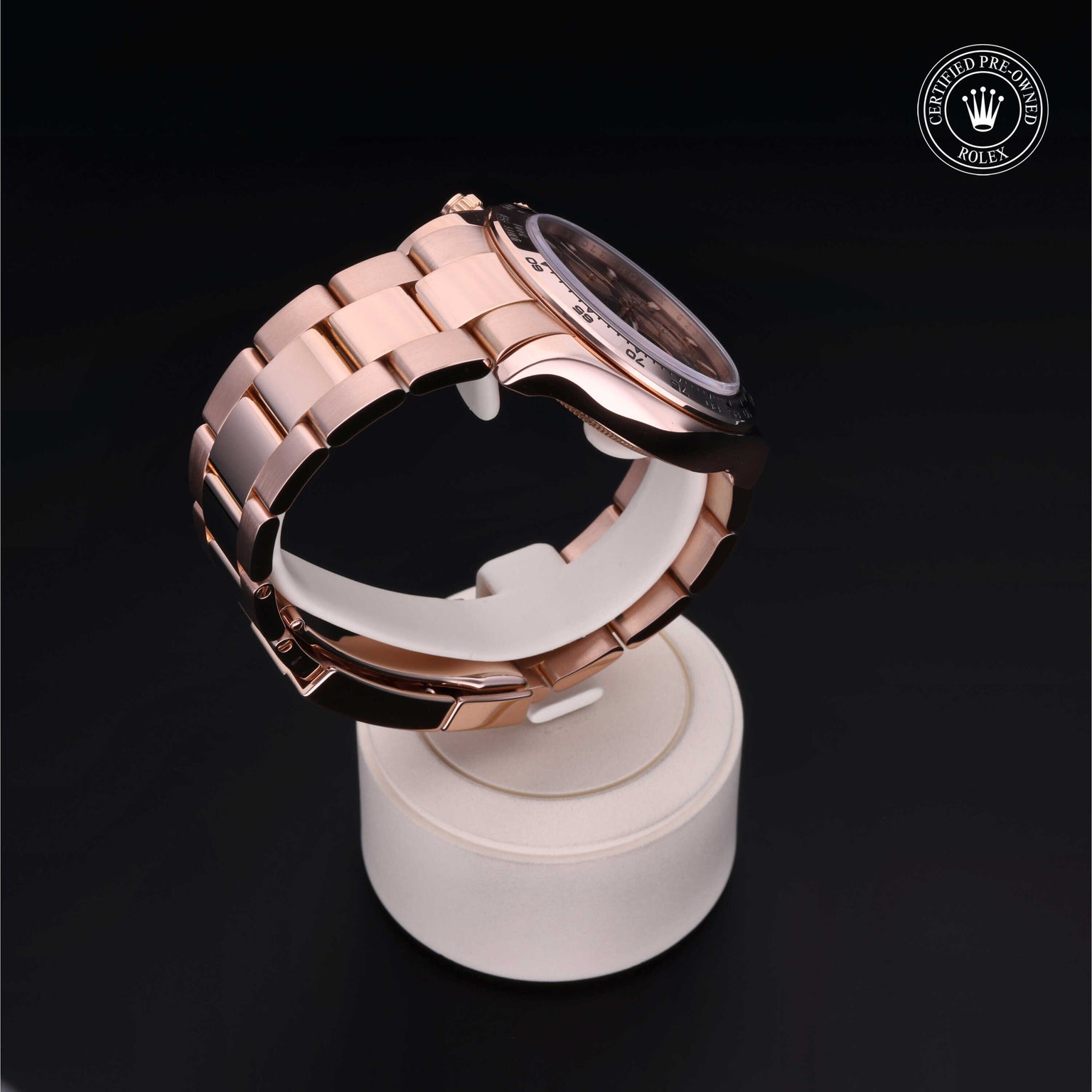 Rolex Certified Pre-owned Daytona M116505-0002 front on black background