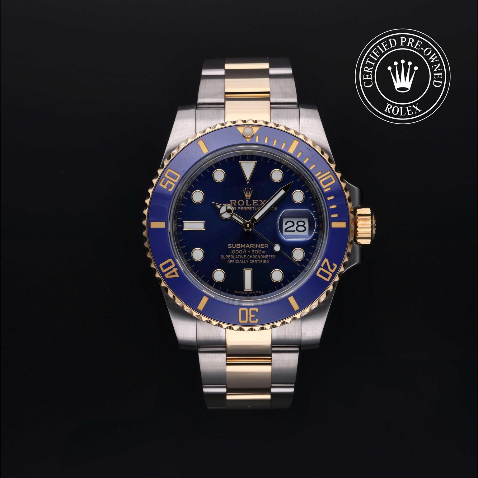 Rolex CPO Submariner M116613LB front on white background