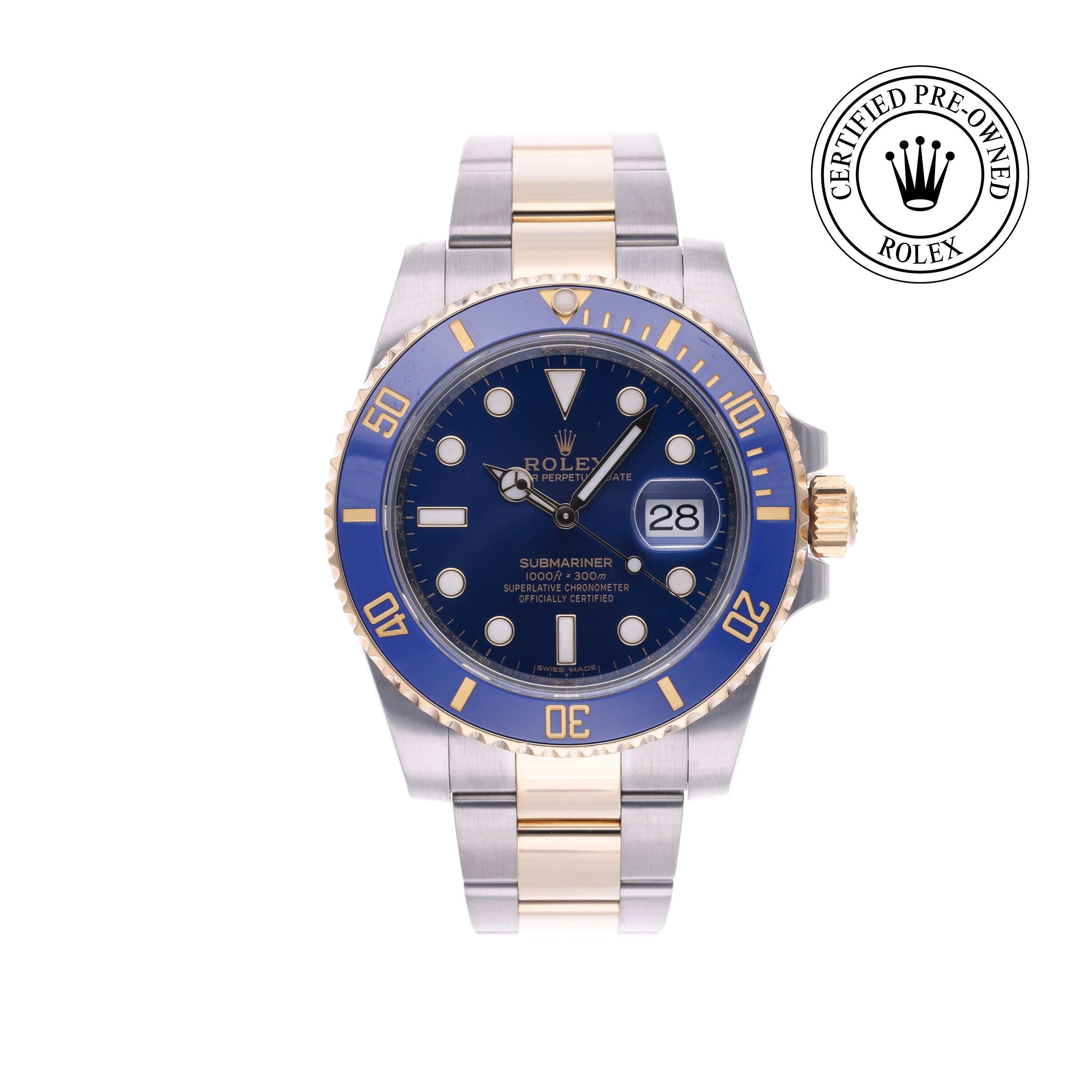 Rolex CPO Submariner M116613LB front on white background