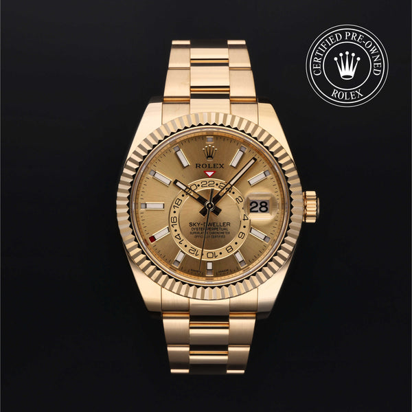 Rolex Certified Pre-owned Sky-Dweller M326938-0003 front on black background