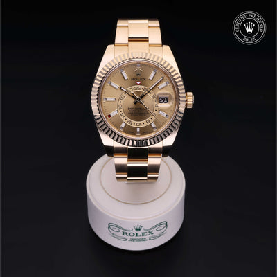 Rolex Certified Pre-owned Sky-Dweller M326938-0003 front on black background