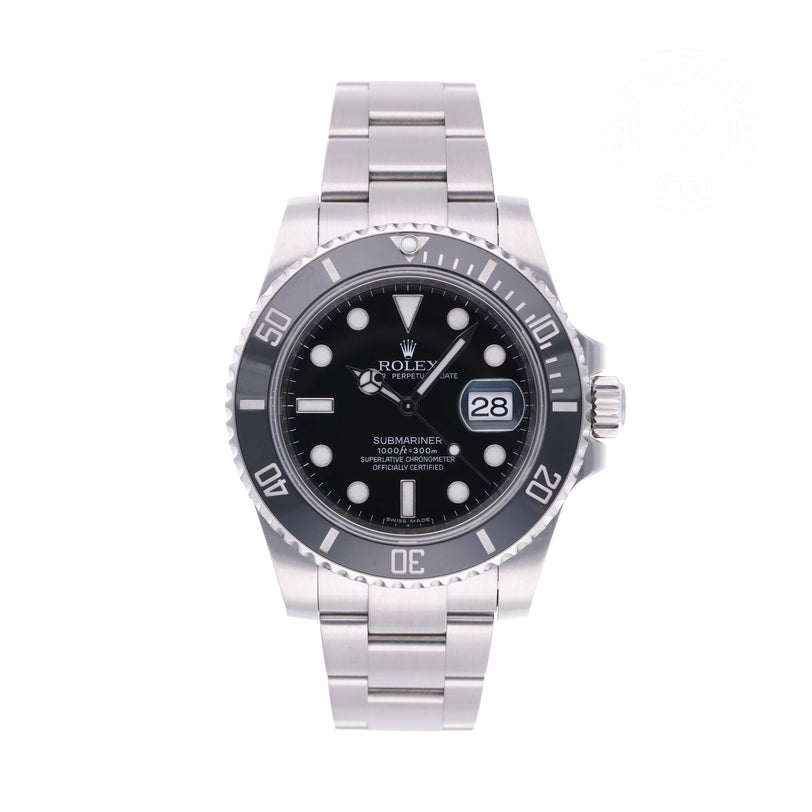 Rolex Certified Pre-owned Submariner M116610LN-0001 front on white background
