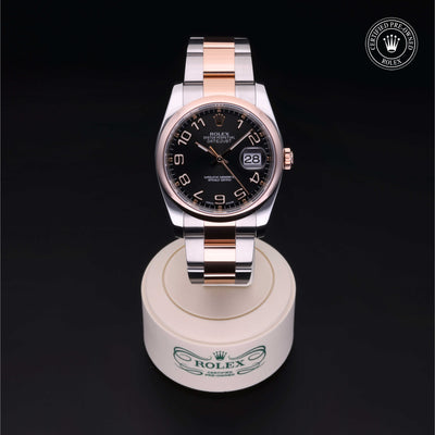 Rolex Certified Pre-owned Datejust M116201-0087 front on black background