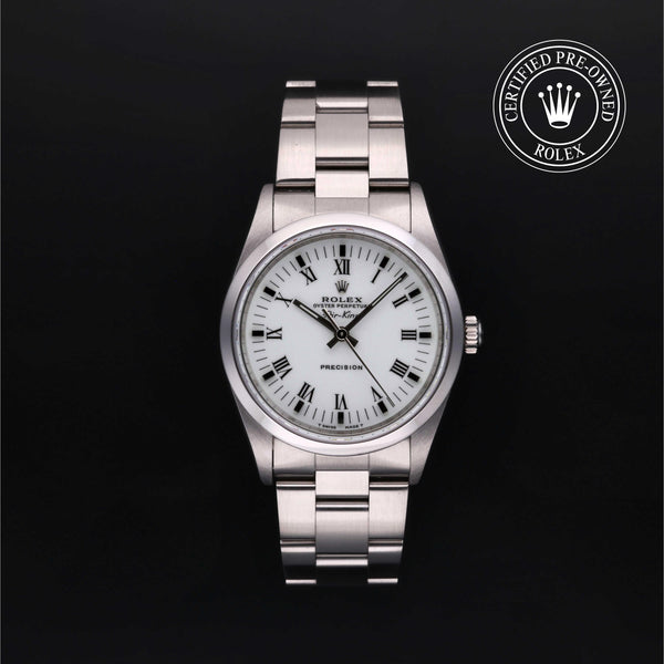 Rolex Certified Pre-owned Air-King M14000-0002 front on black background