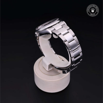 Rolex Certified Pre-owned Datejust M126200-0004 front on black background
