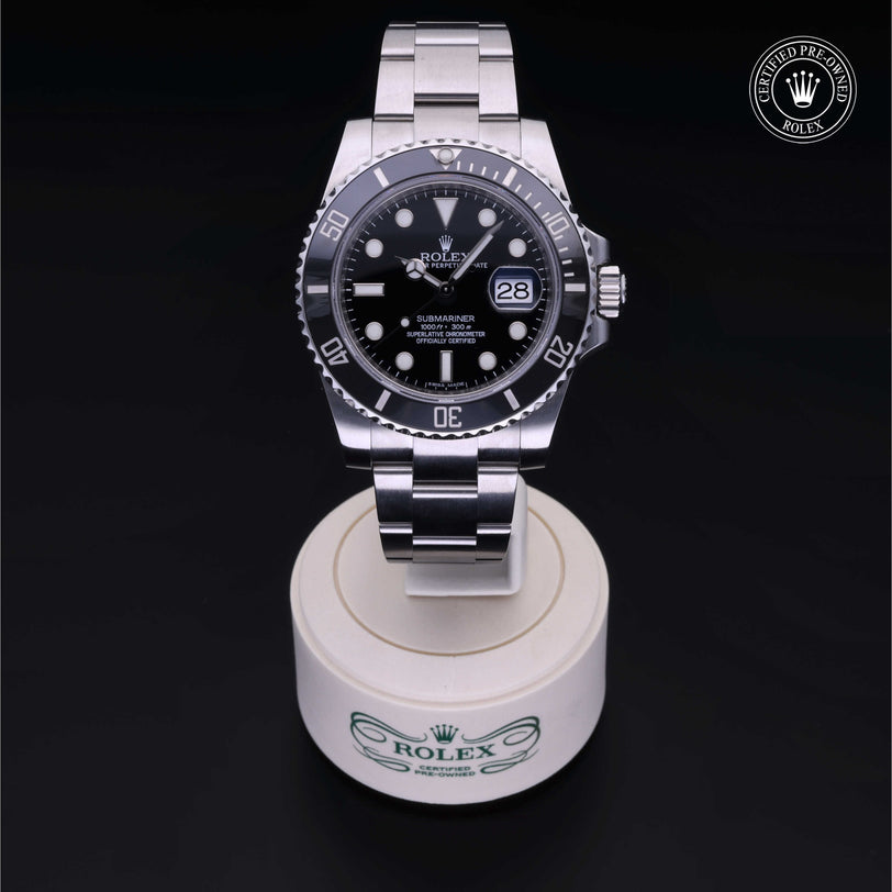 Rolex Certified Pre-owned Submariner M116610LN-0001 front on black background