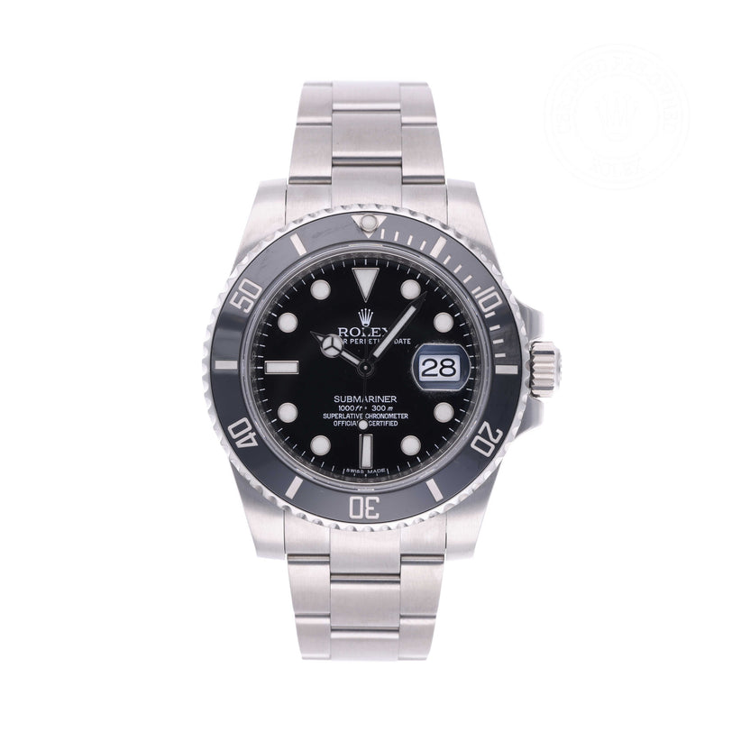Rolex Certified Pre-owned Submariner M116610LN-0001 front on white background
