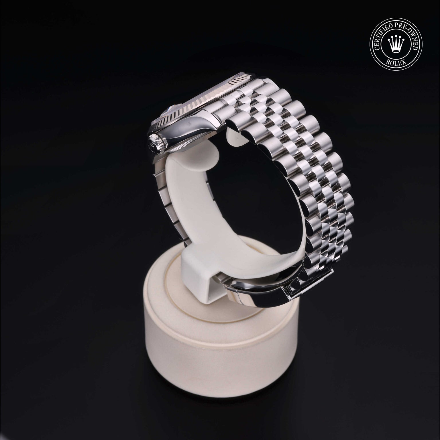 Rolex Certified Pre-owned Datejust M126234-0015 front on black background