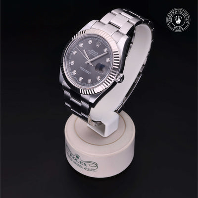 Rolex Certified Pre-owned Datejust M116334-0009 front on black background