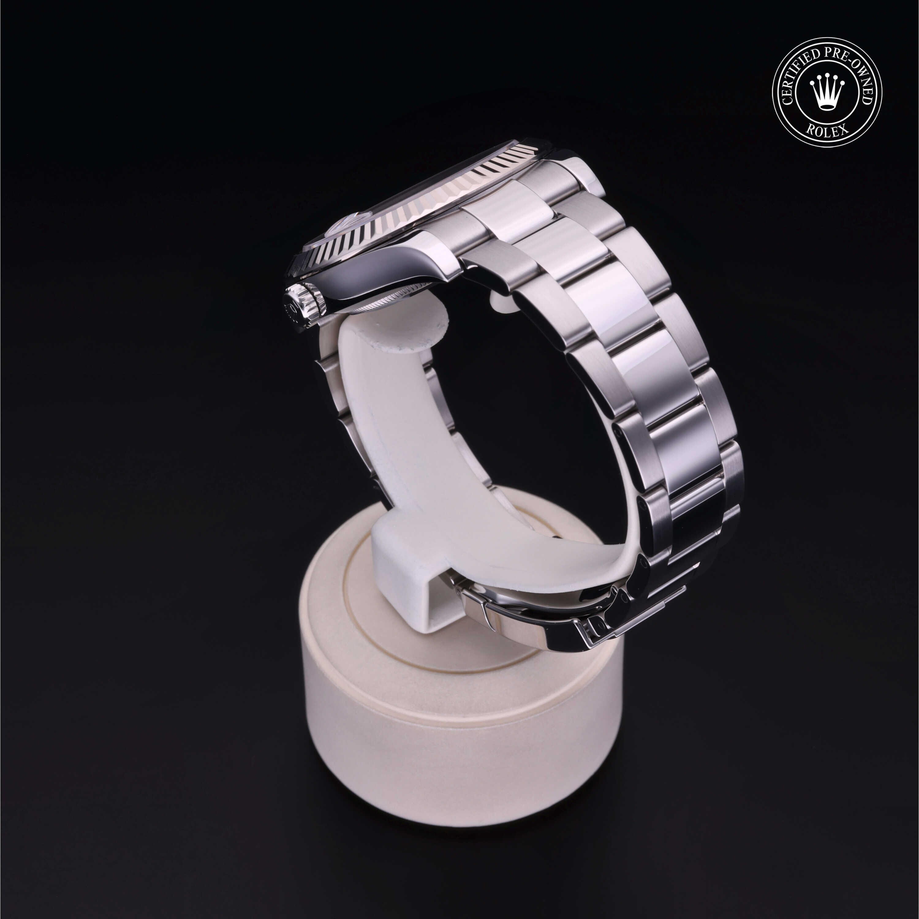 Rolex Certified Pre-owned Datejust M116334-0009 front on black background