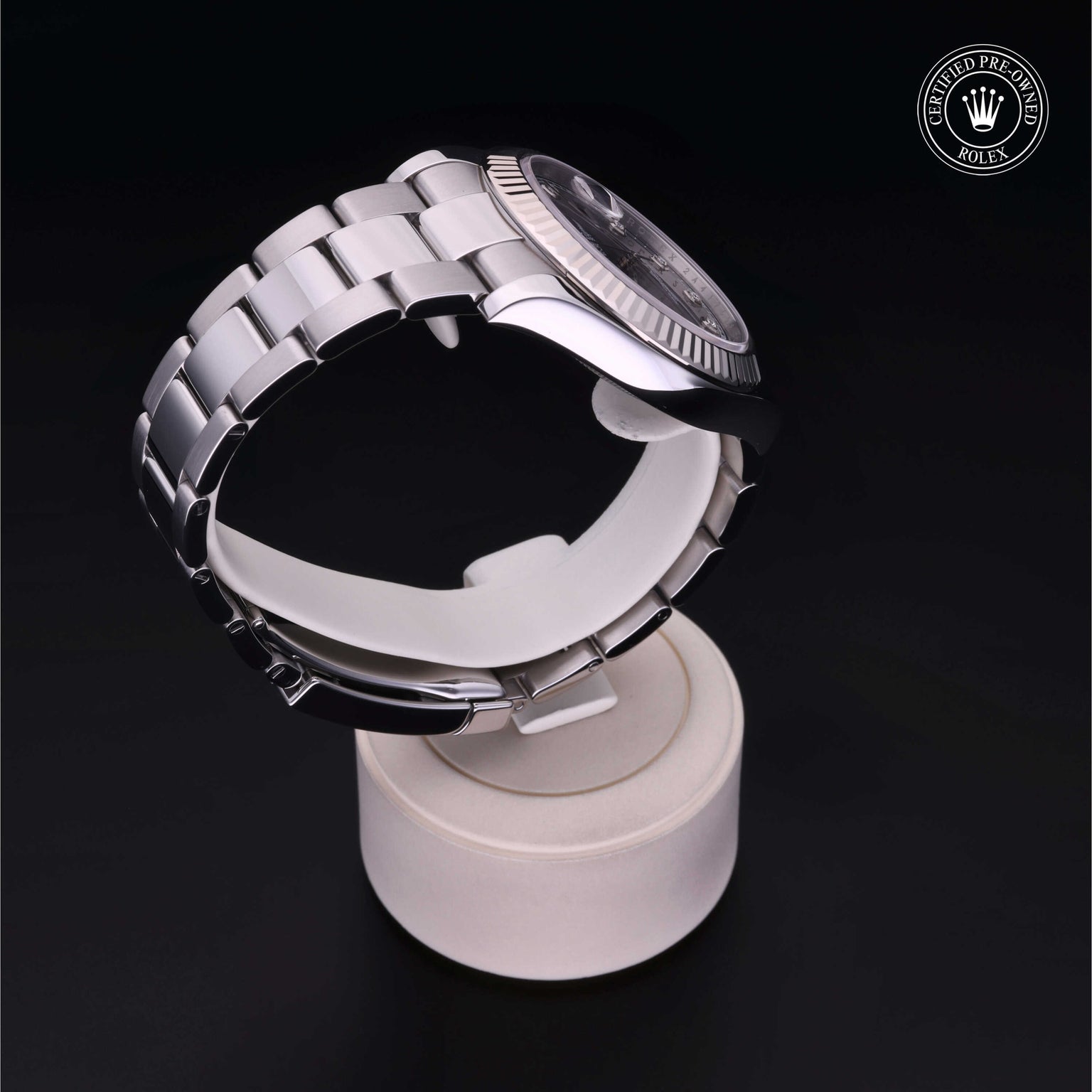 Rolex Certified Pre-owned Datejust M116334-0009 front on black background