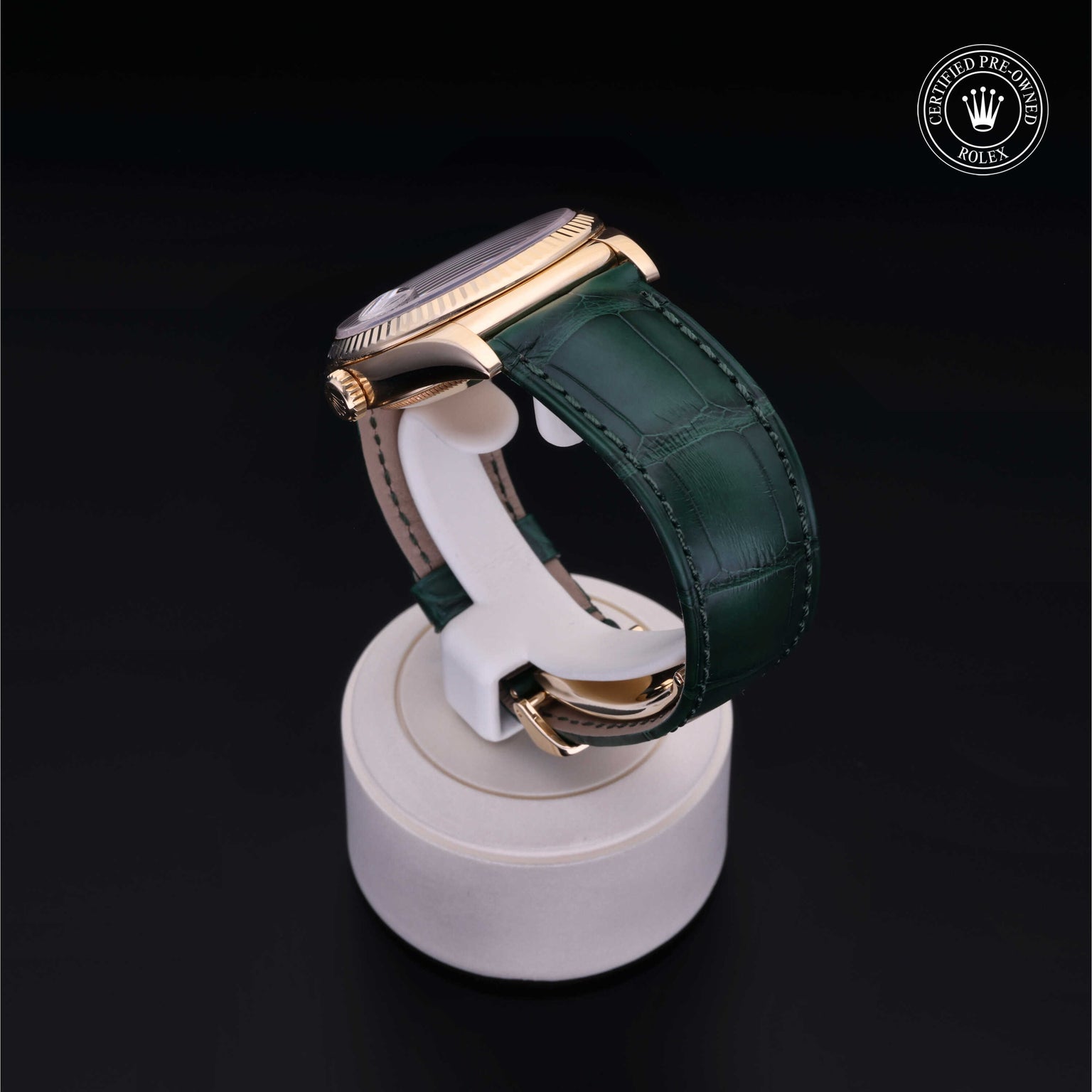 Rolex Certified Pre-owned Day-date M118138-0002 front on black background