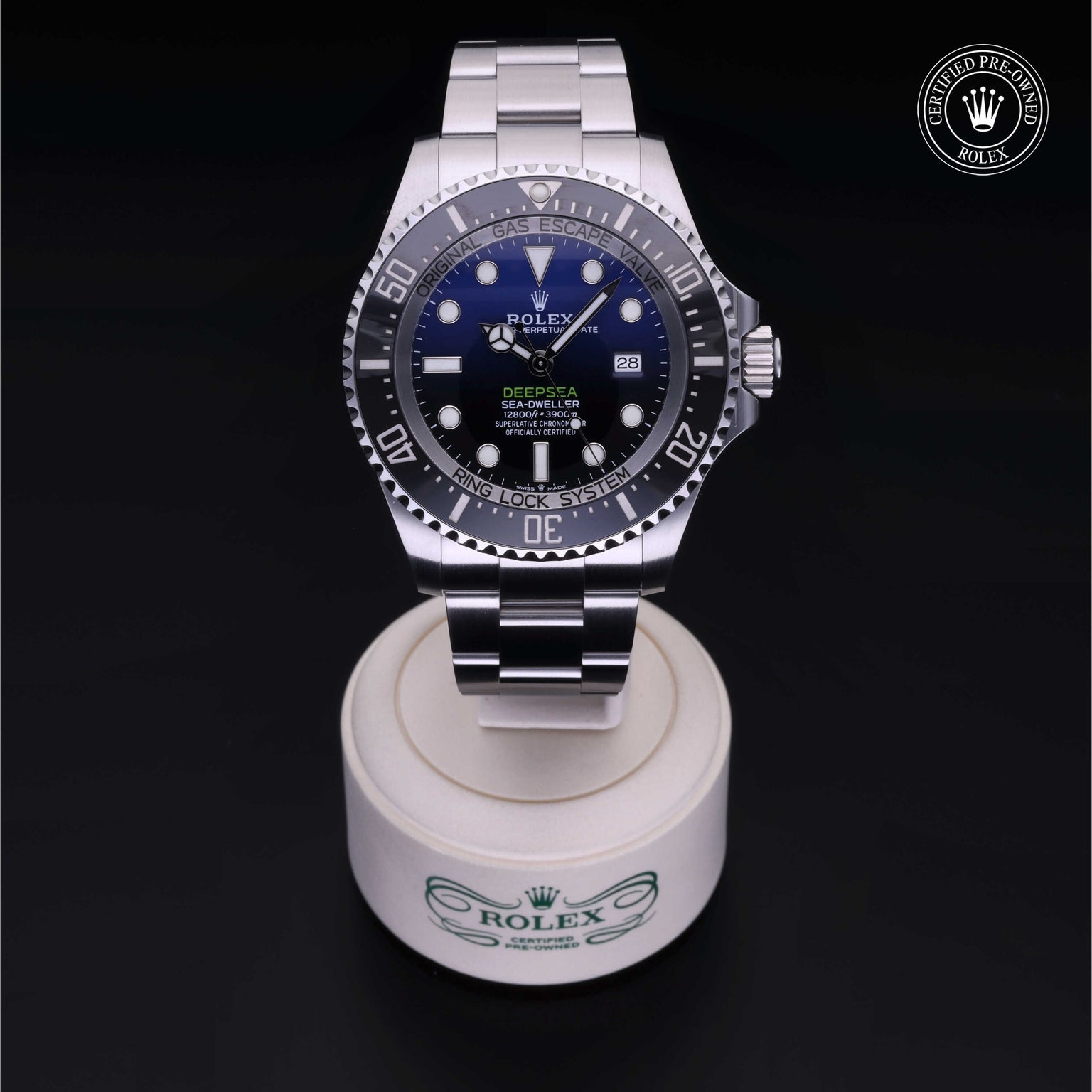 Rolex Certified Pre-owned Sea-Dweller M126660-0002 front on black background