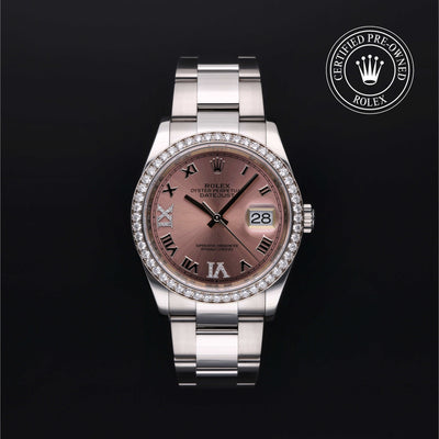 Rolex Certified Pre-owned Datejust M126284RBR-0024 front on black background