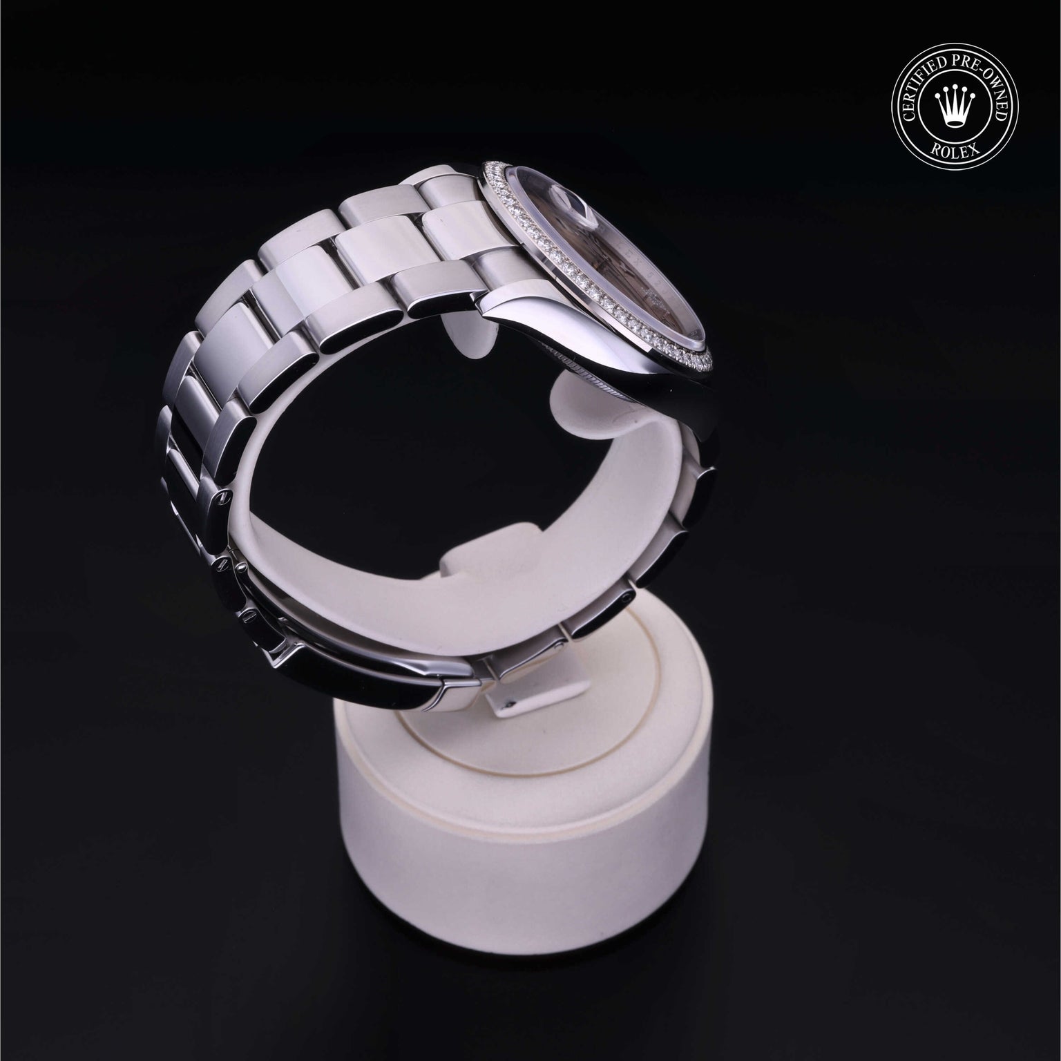 Rolex Certified Pre-owned Datejust M126284RBR-0024 front on black background