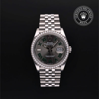 Rolex Certified Pre-owned Datejust M126284RBR-0037 front on black background