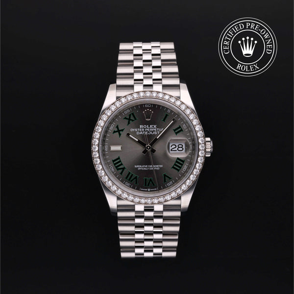 Rolex Certified Pre-owned Datejust M126284RBR-0037 front on black background