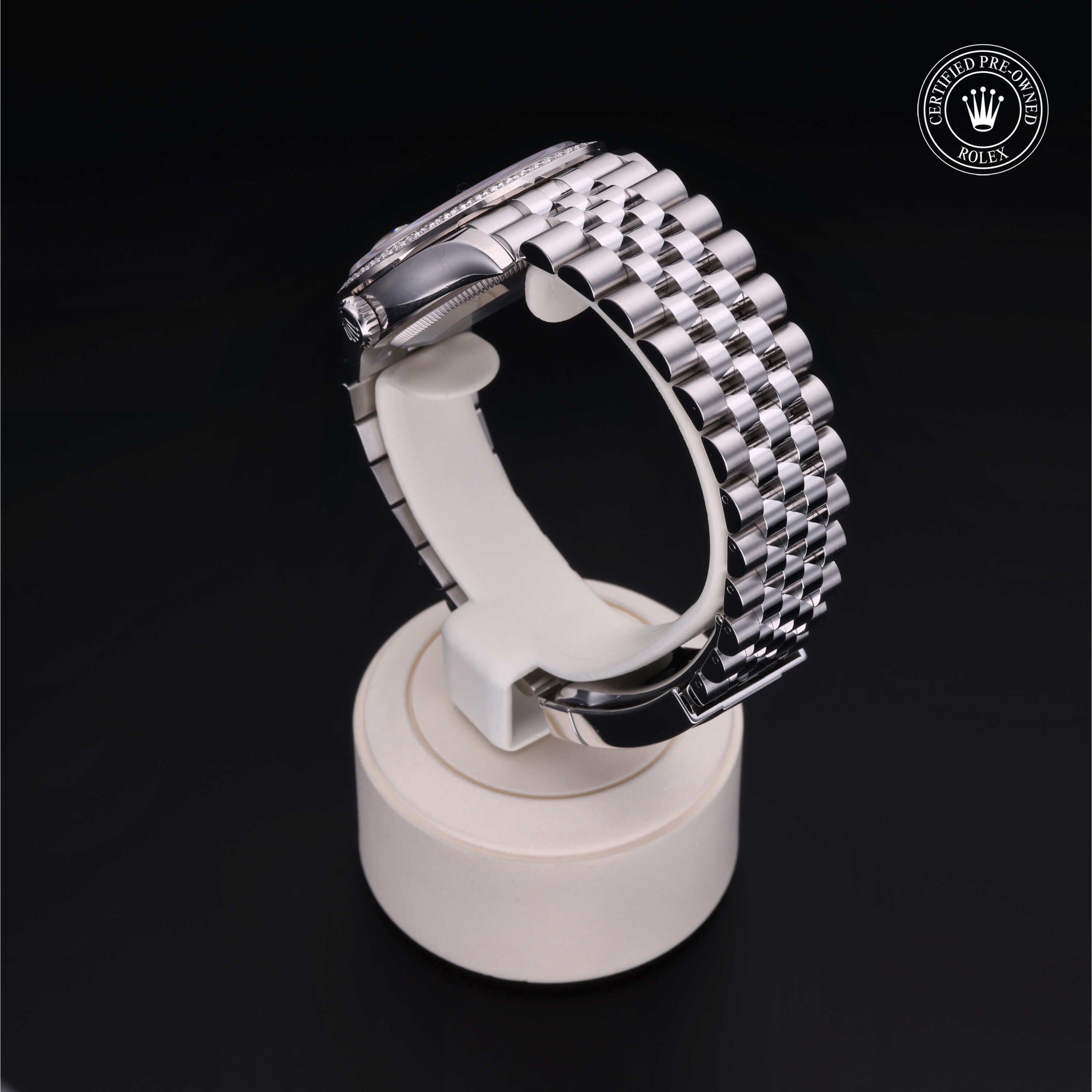 Rolex Certified Pre-owned Datejust M126284RBR-0037 front on black background