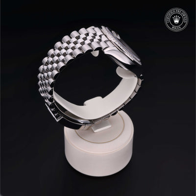 Rolex Certified Pre-owned Datejust M126284RBR-0037 front on black background