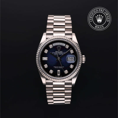 Rolex Certified Pre-owned Day-date M128239-0023 front on black background