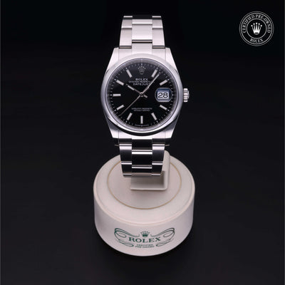 Rolex Certified Pre-owned Datejust M126200-0004 front on black background
